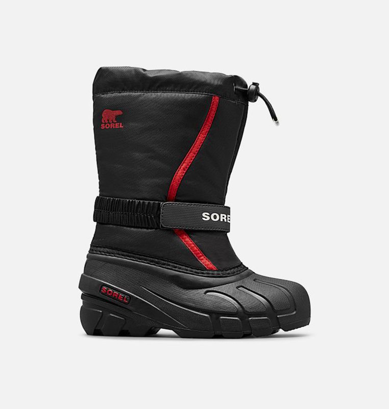 Kids Snow Boots Black/Red - Sorel Youth Flurry™ - 687512-WNJ